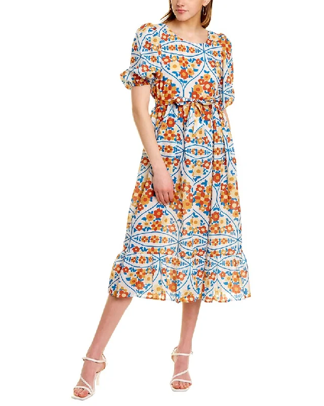 Affordable Women's Garments Minimalist Office - Ready Style Beulah Floral Midi Dress