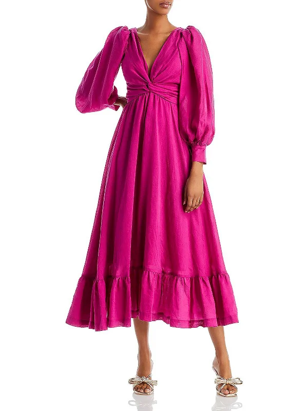 Women's Vintage Clothes Classic Timeless Elegant Style Frida Womens Belted V Neck Maxi Dress