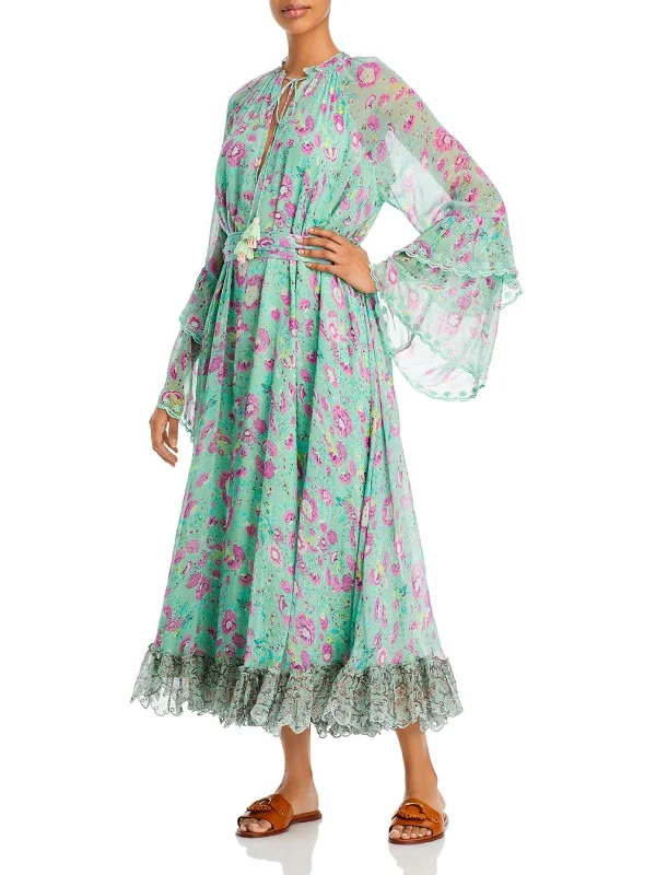 Women's Timeless Attire Refined Simplicity Hera Womens Floral Print Long Midi Dress