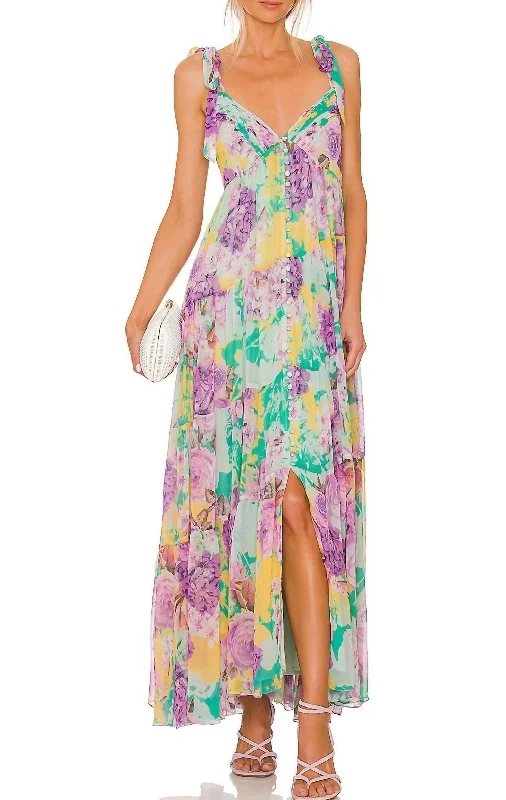 Comfortable Garments For Women Weekend Special Ivy Maxi Dress in Butter Yellow And Lavender