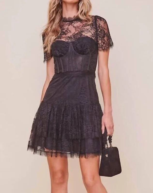 Women's Trendy Apparel Casual Elegance Leilani Lace Bustier Mini Dress In Black