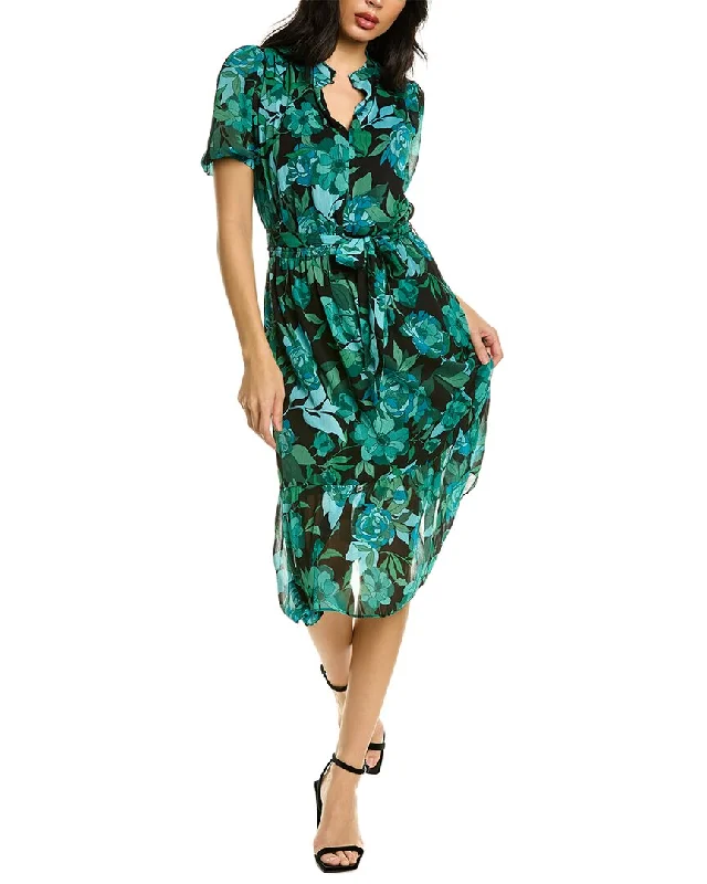 Women's Festive Attire Charming Silhouette London Times Floral Midi Dress