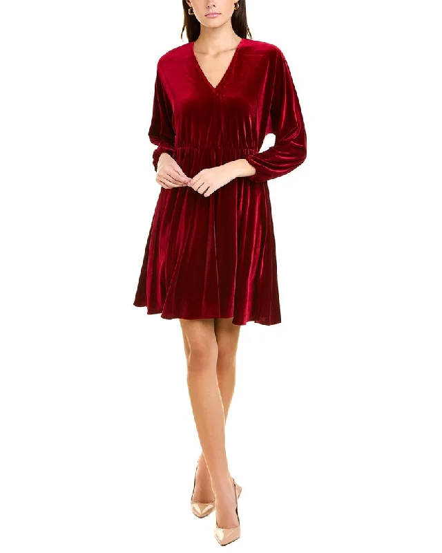 Women's Trendy Outfit Disco - Inspired Retro Dance Look London Times V-Neck Velvet Mini Dress