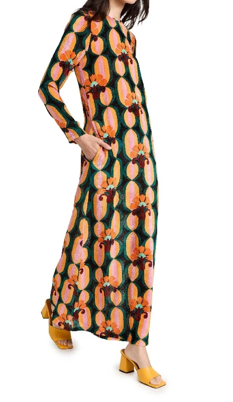 Women's Seasonal Attire Y2K Nostalgic Fashion Look Long Sleeve Swing Dress In Multi