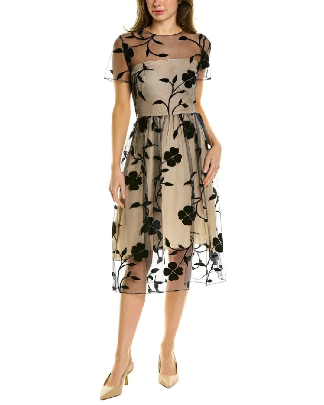 Women's Everyday Attire Subtle Sophistication Oscar de la Renta Floral Silk-Lined Cocktail Dress