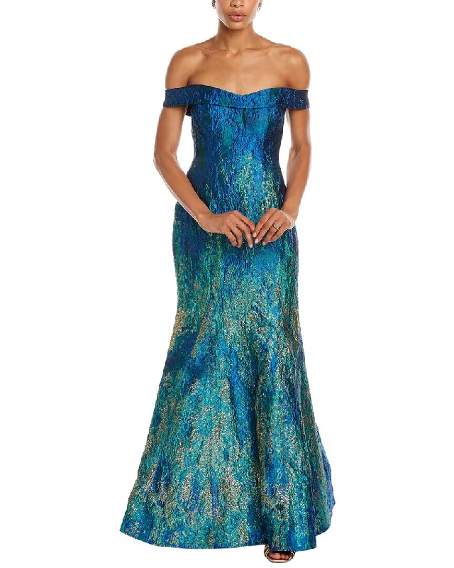 Women's Formal Event Clothing Graceful Drape Rene Ruiz Brocade Gown