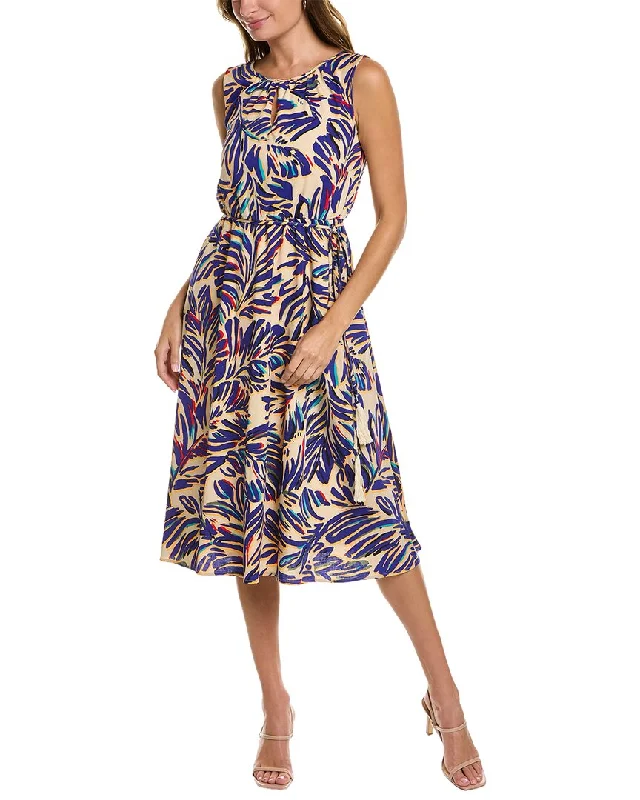 Women's Comfy Attire For Lounging Graceful Drape Tahari ASL Printed Midi Dress