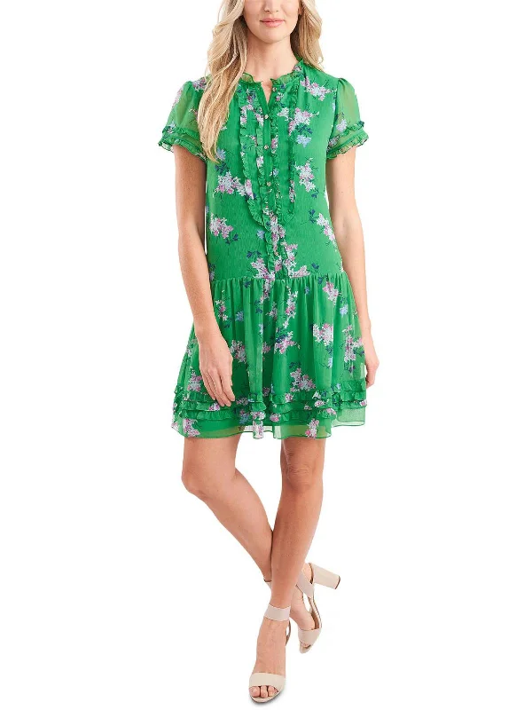 Women's Outdoor Attire Everyday Glamour Womens Chiffon Floral Shift Dress