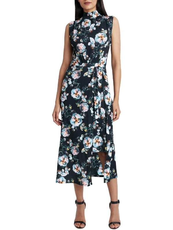 Women's Resort Attire Luxe Layering Womens Floral Knee Wrap Dress