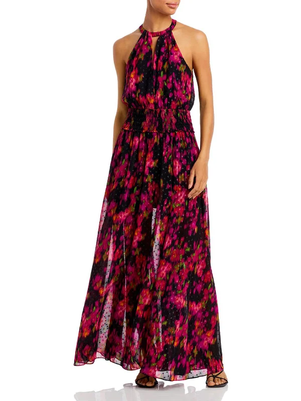 Women's Vintage-Inspired Outfit Seasonal Trend Womens Keyhole Long Maxi Dress