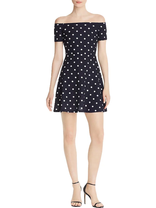 Chic Women's Garments Vintage Retro Party Wear Womens Polka Dot Square Neck Mini Dress