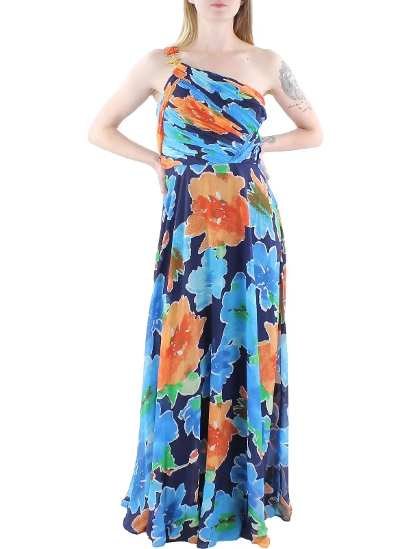 Affordable Luxury Women's Garments Vibrant Prints Zurinda Womens Chiffon Floral Print Evening Dress