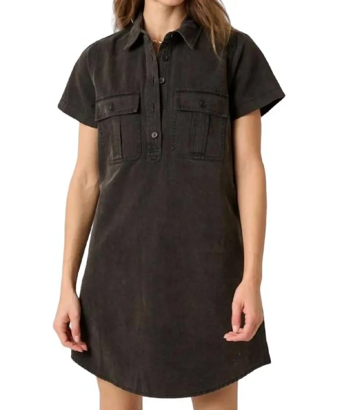 Casual Chic Clothing For Women Final Clearance Acid Wash Shirt Dress In Black