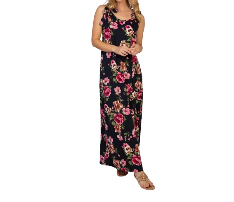 Women's Sports Apparel Elevated Style Alex Floral Maxi Dress In Black/multi