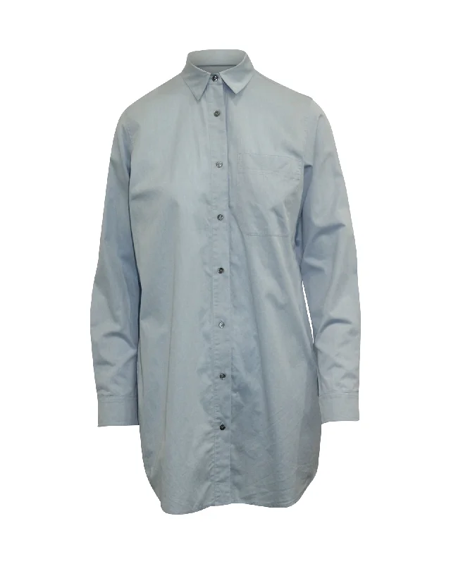 Women's Work Outfit Score Big on Glamorous Red - Carpet Styles Alexander Wang Shirt Dress in Light Blue Cotton