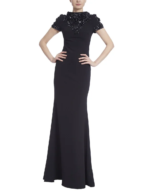 Women's Chic Apparel Seasonal Trend Badgley Mischka Beaded Boat Neck Gown