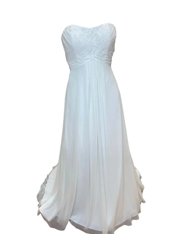 Women's Office Outfit Feminine Charm Beaded Strapless Wedding Dress In White