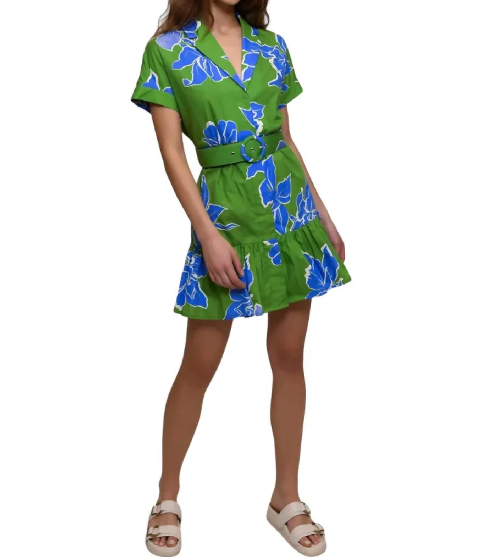 Sustainable Fashion Clothing For Women Weekend Special Camp Shirt Dress In Green