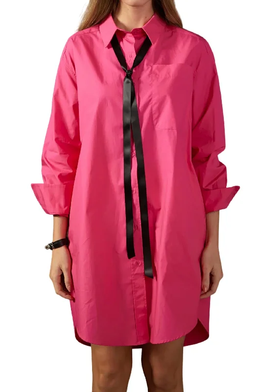 Timeless Women's Clothes Limited - Edition Drops Carole Classic Collared Shirt Dress In Fuchsia