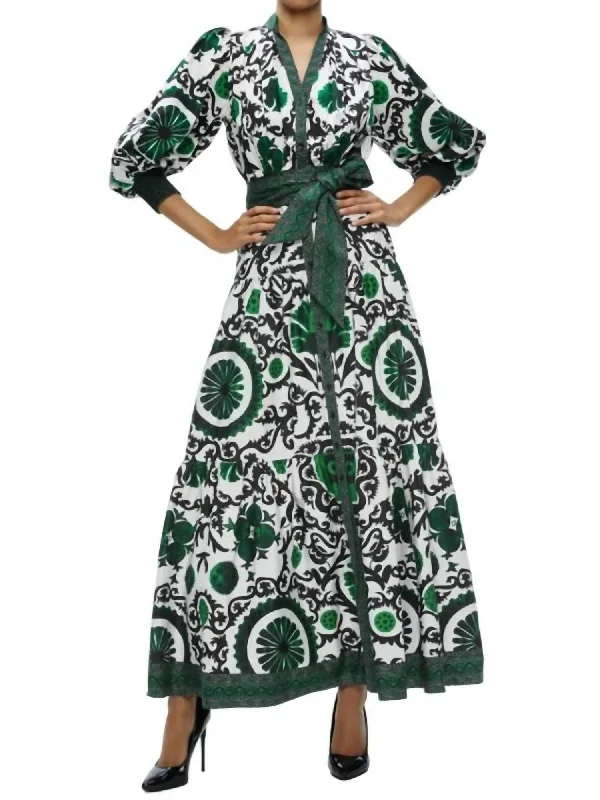 Women's Everyday Clothes Luxury Comfort Cora Volume Tiered Shirt Dress In Monarch Light Emerald