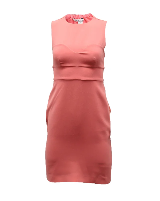 Women's Stylish Vacation Attire Sophisticated Cut Diane Von Furstenberg Colorblock Sleeveless Tamika Dress in Peach Triacetate