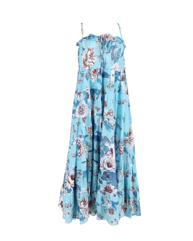 Women's Formal Clothes Great Deals on Ethnic Cultural Wear Diane Von Furstenberg Floral Convertible Maxi Dress in Blue Silk