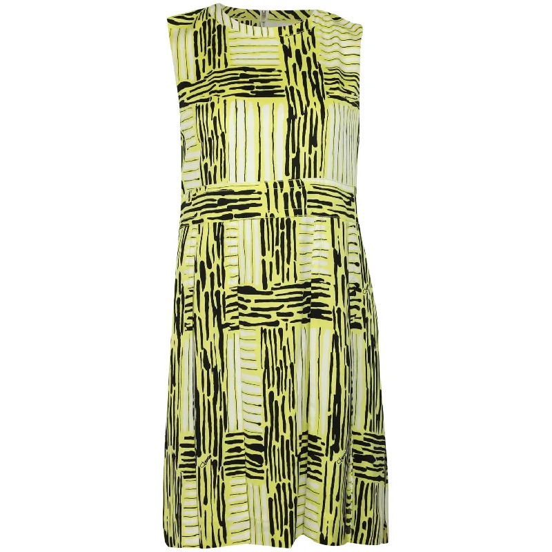 Vintage-Inspired Women's Apparel Feminine Charm Diane Von Furstenberg Hayley Printed Casual Dress in Yellow Cotton