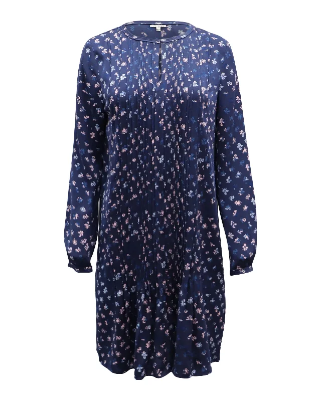 Women's Vacation Outfit Set Flash Sale Diane Von Furstenberg Meadow Floral Print Dress in Blue Silk