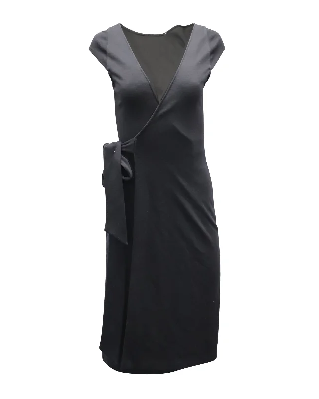 Women's Seasonal Garments Lightweight Fabric Diane Von Furstenberg, Reversible Sleeveless Wrap Dress in Black Cotton