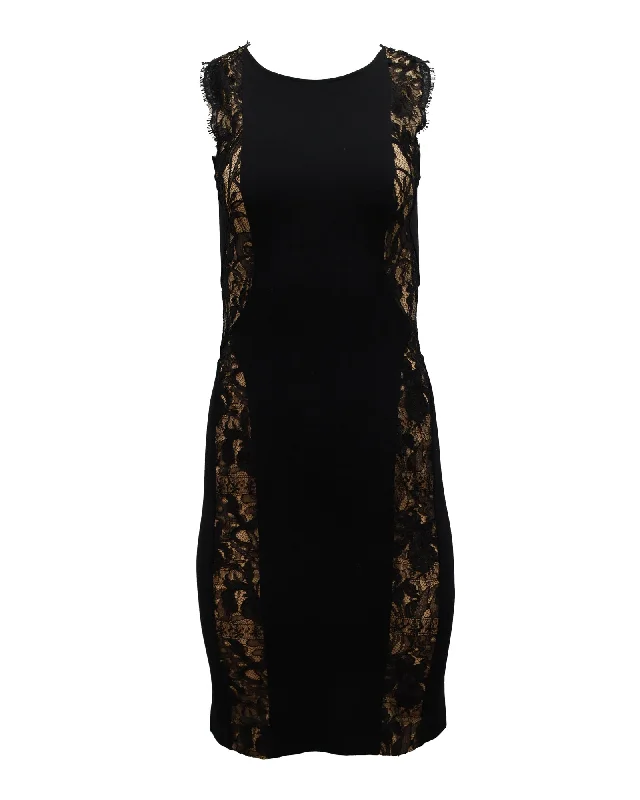 Women's Formal Event Attire Effortless Sophistication Emilio Pucci Lace-Trimmed Bodycon Dress in Black Viscose