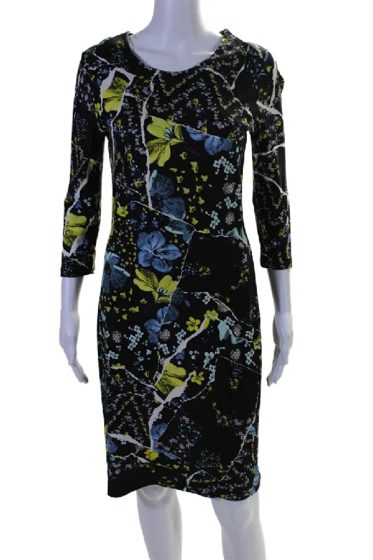 Women's Outerwear Clothing Limited - Stock Erdem Womens Floral Print Long Sleeves Maxi Dress Black Multi Colored