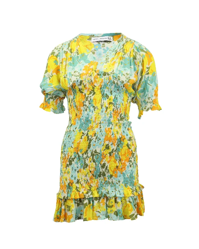 Women's Versatile Apparel Disco - Inspired Retro Dance Look Faithfull The Brand Margarita Floral Print Mini dress in Multicolor Rayon