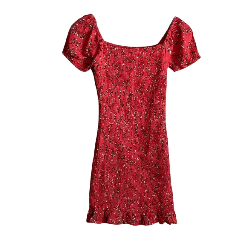 Stylish Outerwear Clothing For Women Everyday Glamour Floral Smocked Mini Dress In Red