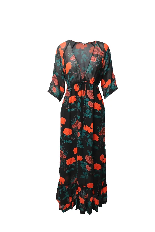 Comfortable Women's Clothes Today Only Ganni Newman Georgette Floral Maxi Dress in Multicolor Viscose