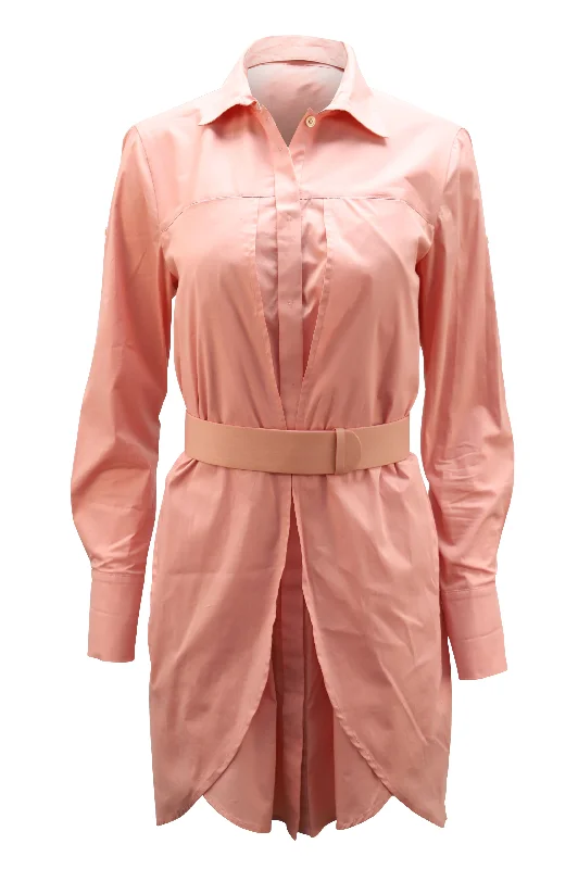 Fashion-Forward Women's Clothing Great Deals on Ethnic Cultural Wear Halston Heritage Belted Shirt Dress in Pink Cotton