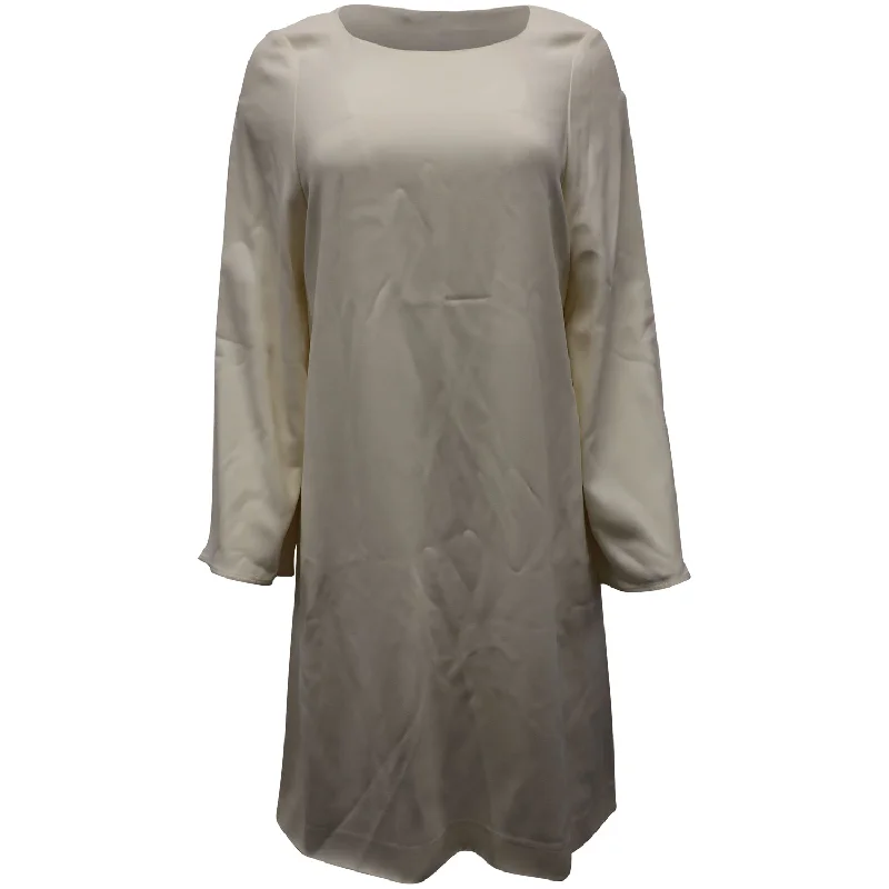 Affordable Women's Garments Feminine Grace Helmut Lang Long Sleeve Shift Dress in Ivory Viscose