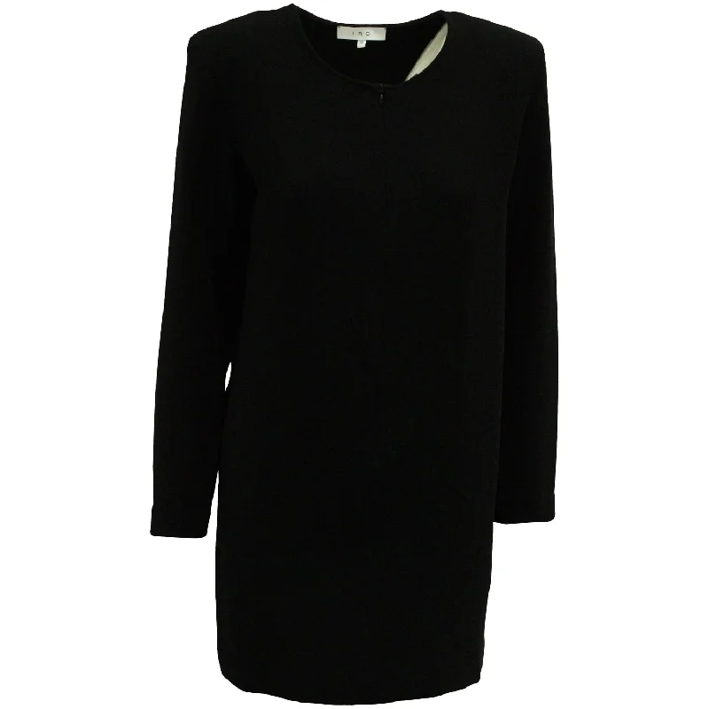 Women's High-Fashion Garments Romantic Date - Night Ensemble IRO Long Sleeve Shift Dress in Black Polyester