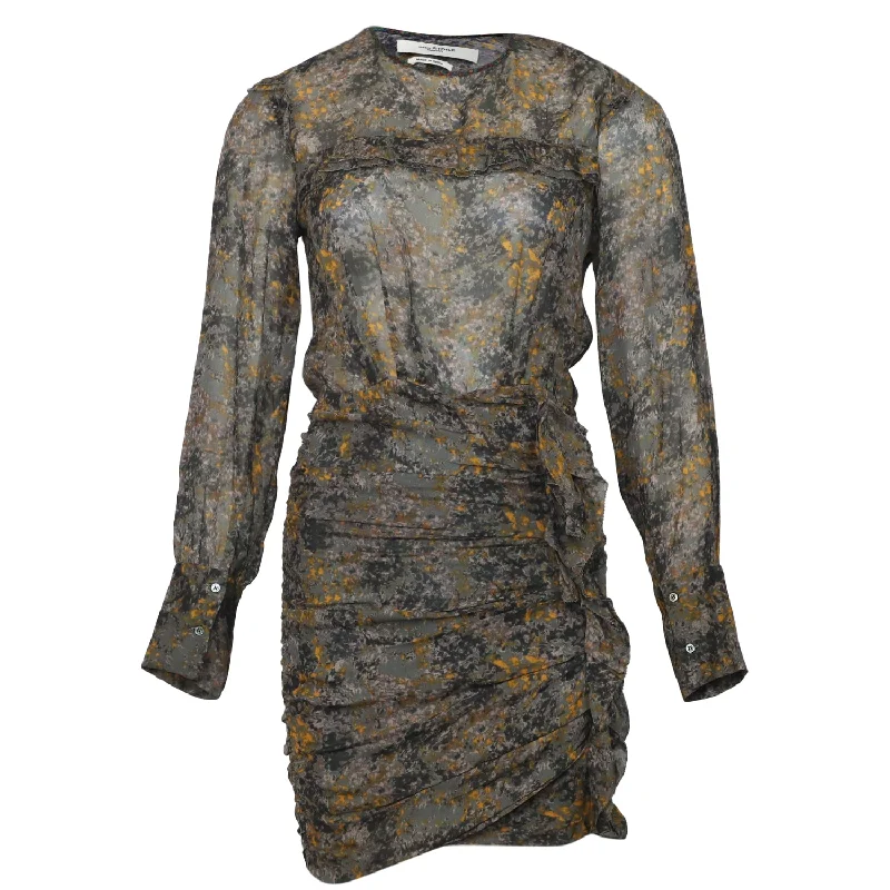 Vintage Clothing For Women Final Clearance Isabel Marant Étoile Jirvina Floral-Print Sheer Mini Dress in Multicolor Viscose