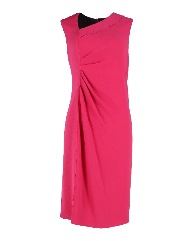 Women's Work Outfit For The Office Elegant Contour Joseph Ruched Sleeveless Dress in Pink Acetate