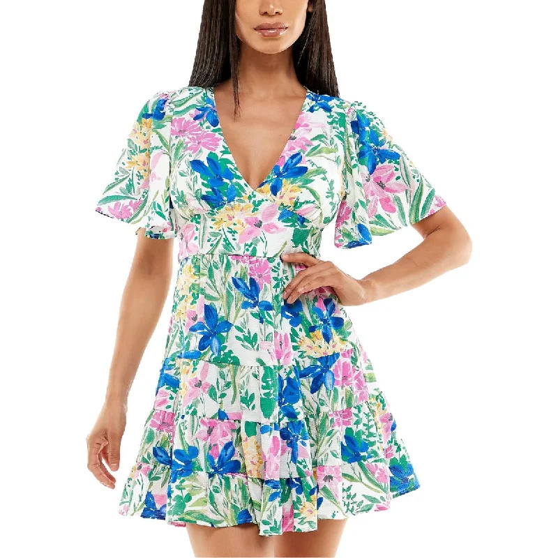 Formal Clothing For Women Tropical Island - Inspired Attire Juniors Womens Floral Print Polyester Fit & Flare Dress