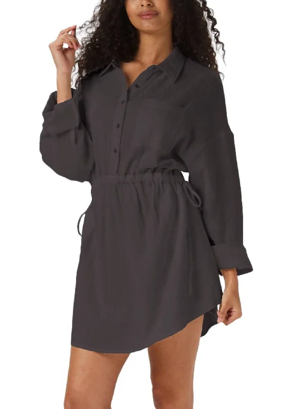 Women's Elegant Outfit Seasonal Trend Kalo Shirt Dress In Phantom