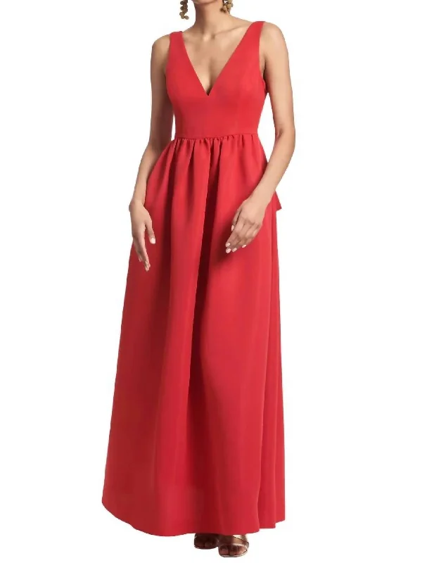 Women's Stylish Casual Garments Classic Timeless Elegant Style Katrina Gown In Cherry Red