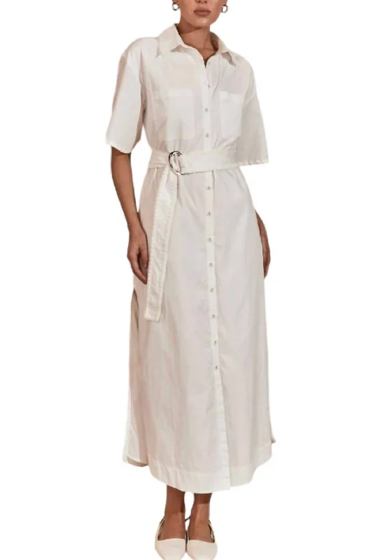 Affordable Trendy Clothes For Women End - of - Month Blowout Lisle Shirt Dress In White