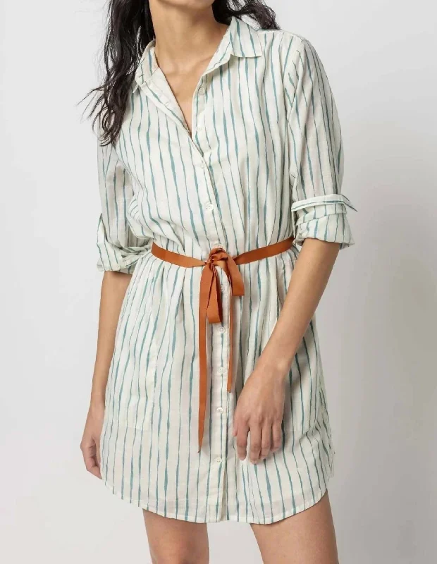 Women's Relaxed Clothes Today Only Long Sleeve Shirt Dress In Rope/sea