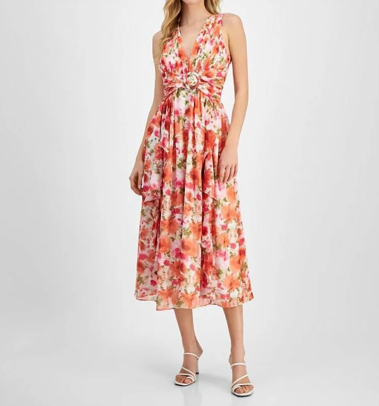 Women's Vacation Clothes End - of - Month Blowout Lovisa Dress In Orange Floral