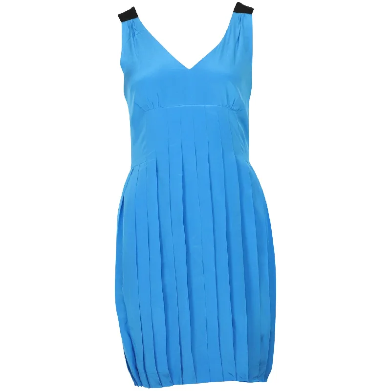 Women's Casual Garments Vintage Retro Party Wear MARC by Marc Jacobs Frances Pleated Sleeveless Dress in Blue Silk