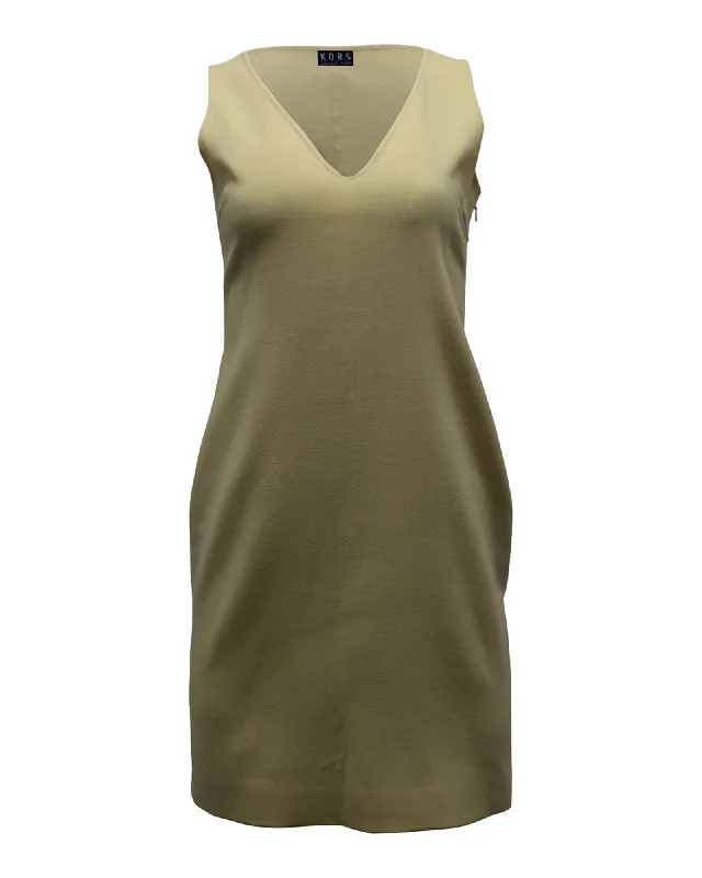 Women's Vacation Garments Effortless Sophistication Michael Kors Sleeveless Shift Dress in Yellow Wool