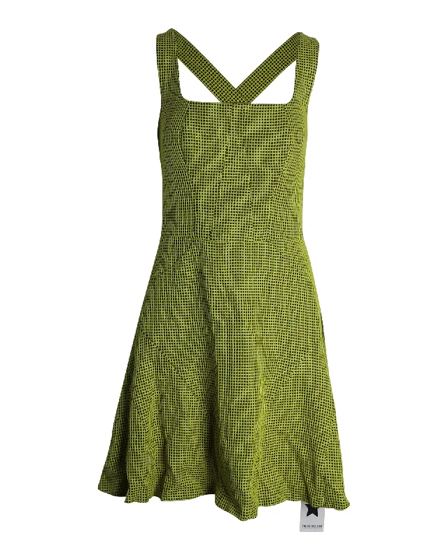 Women's Trendy Casual Outfit Chic Urban Fashion Look Missoni Cross-Back Sleeveless Dress in Green Cotton