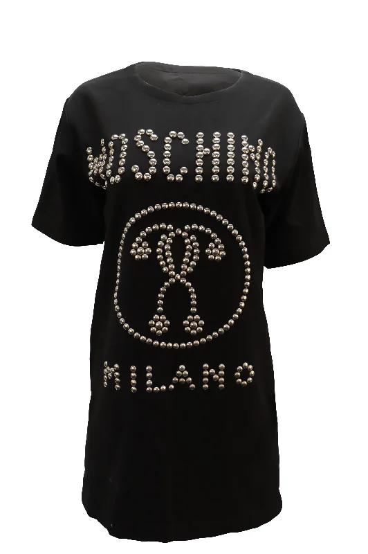 Women's Vacation Outfit Everyday Glamour Moschino Studded Shirt Dress in Black Viscose