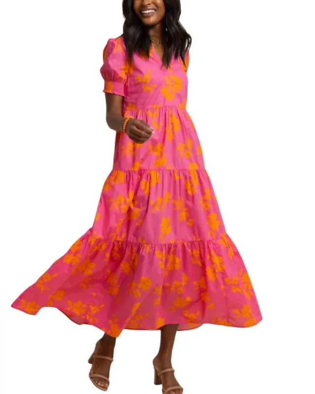 Women's Outfit Weekend Special Nadine Tiered Cotton Lawn Maxi Dress In Camelia Rose Pink